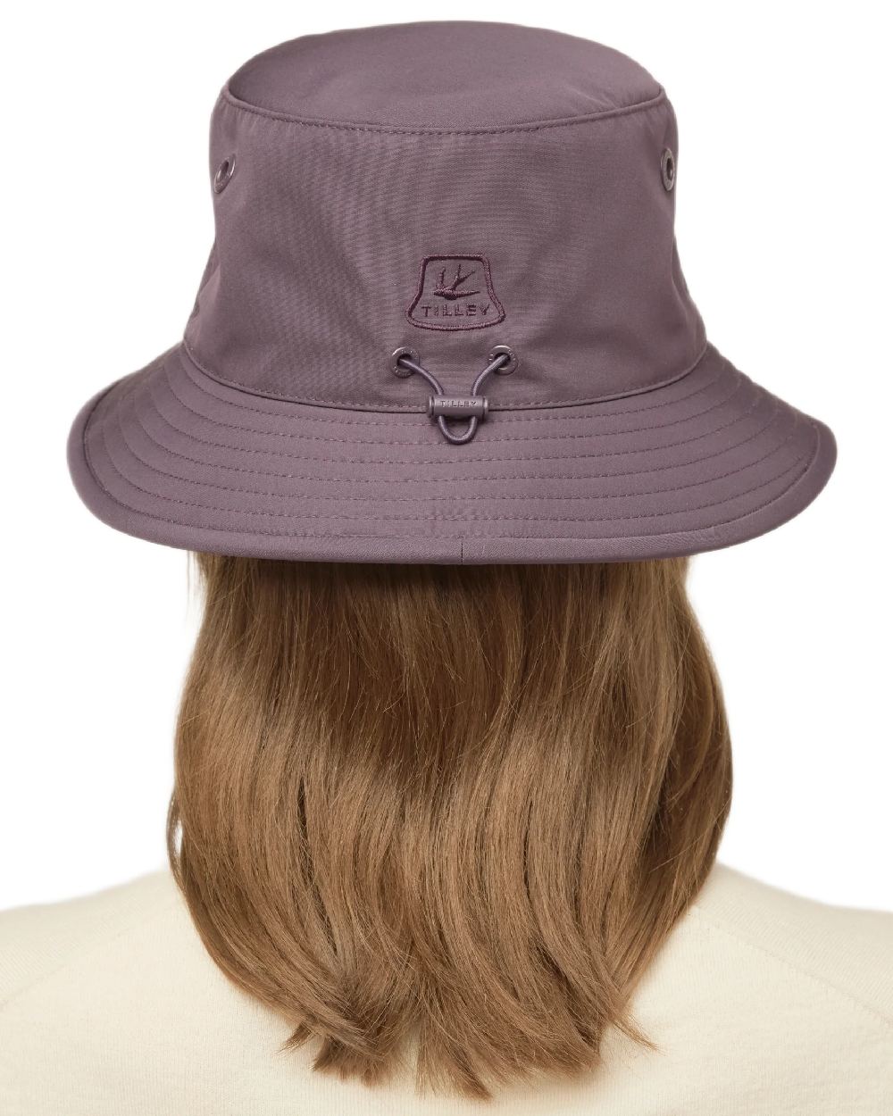 Aubergine Coloured Tilley T1 Performance Bucket Hat on white background