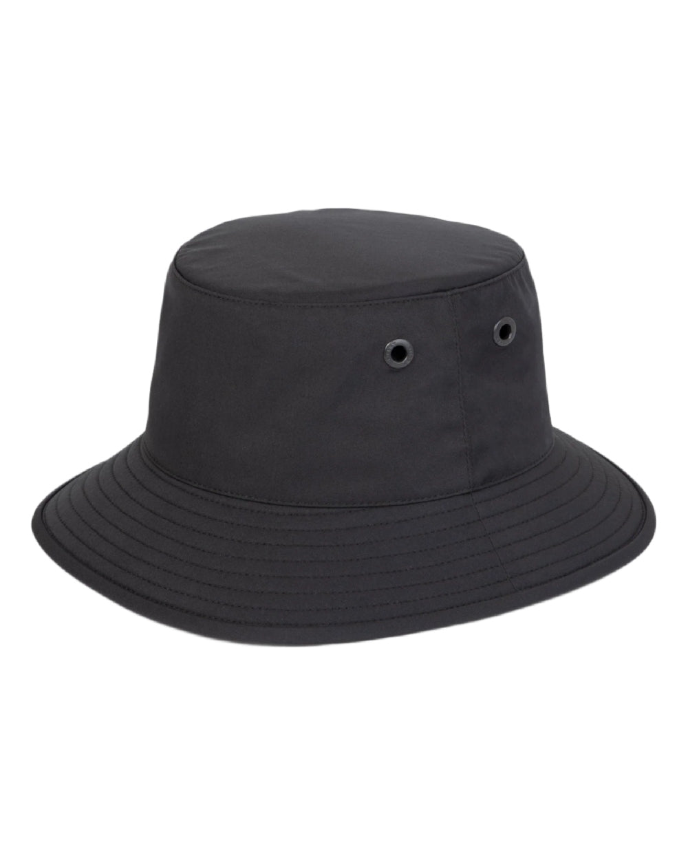 Black Coloured Tilley T1 Performance Bucket Hat on white background