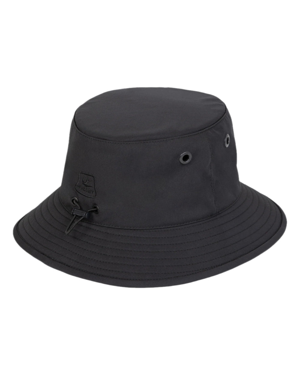 Black Coloured Tilley T1 Performance Bucket Hat on white background