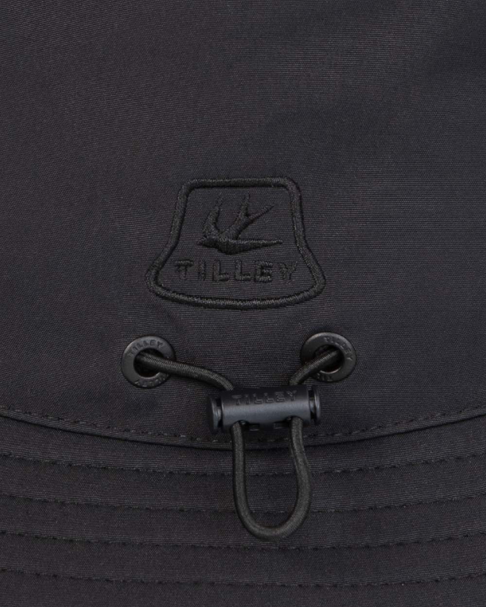 Black Coloured Tilley T1 Performance Bucket Hat on white background