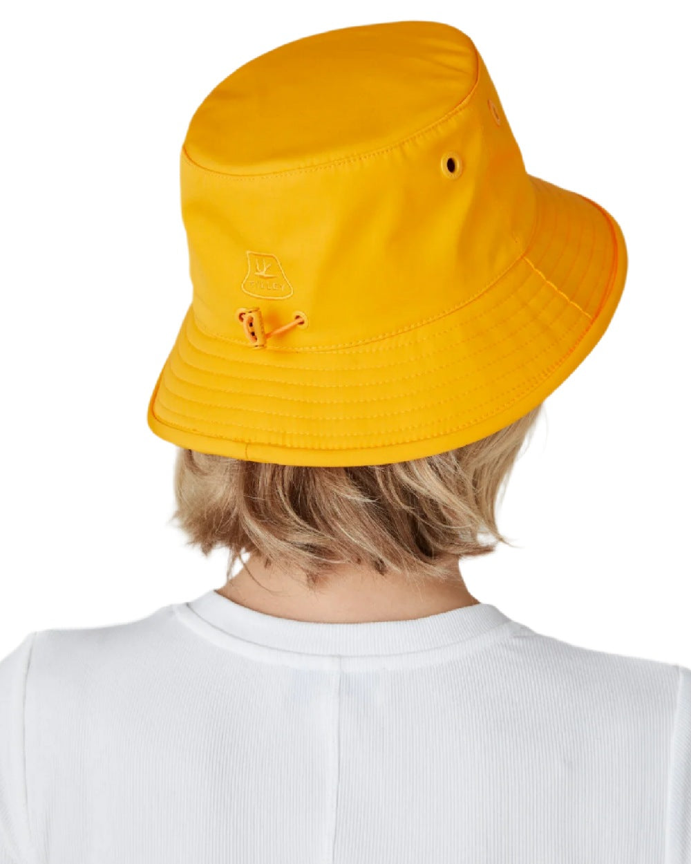 Orange Coloured Tilley T1 Performance Bucket Hat on white background