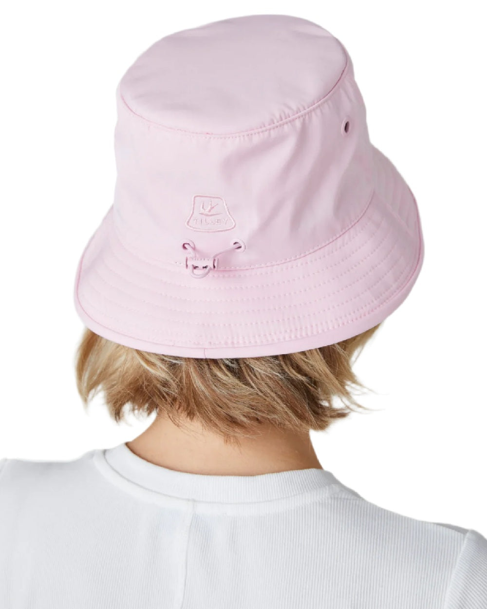 Pink Coloured Tilley T1 Performance Bucket Hat on white background