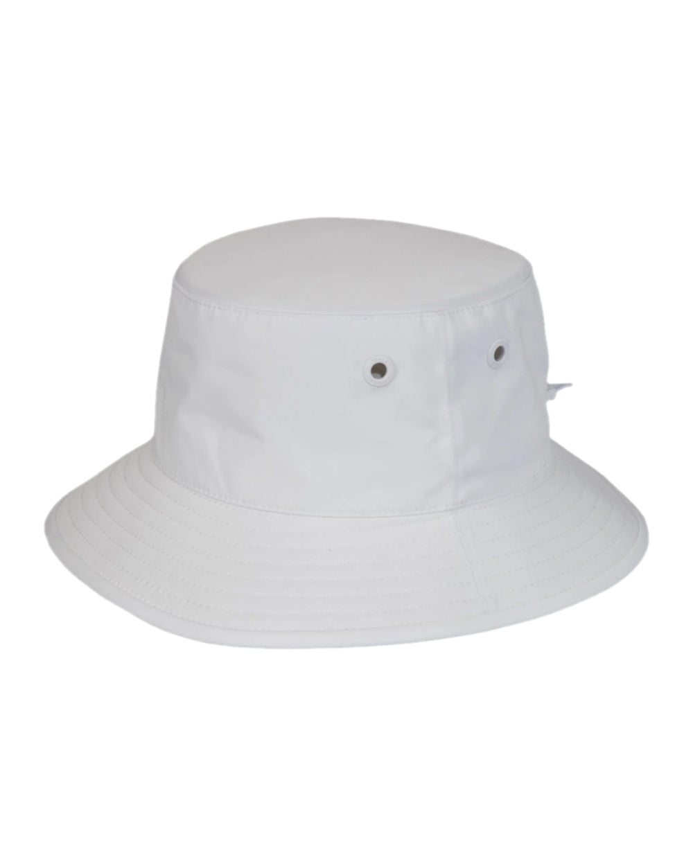White Coloured Tilley T1 Performance Bucket Hat on white background