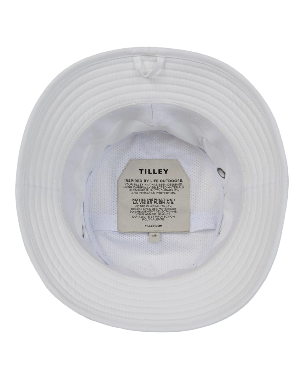 White Coloured Tilley T1 Performance Bucket Hat on white background