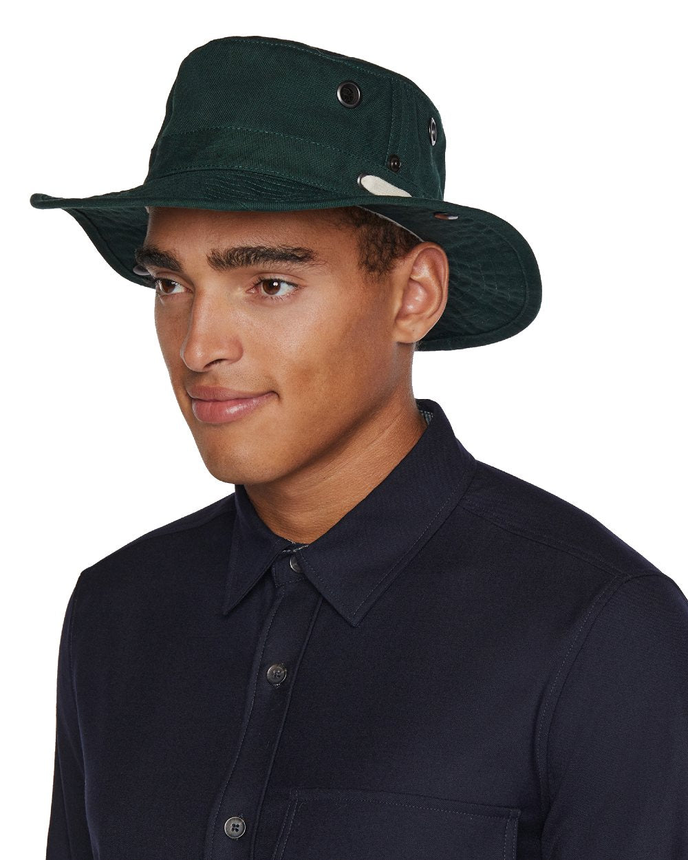 Evergreen coloured Tilley T3 Wanderer Hat on White background