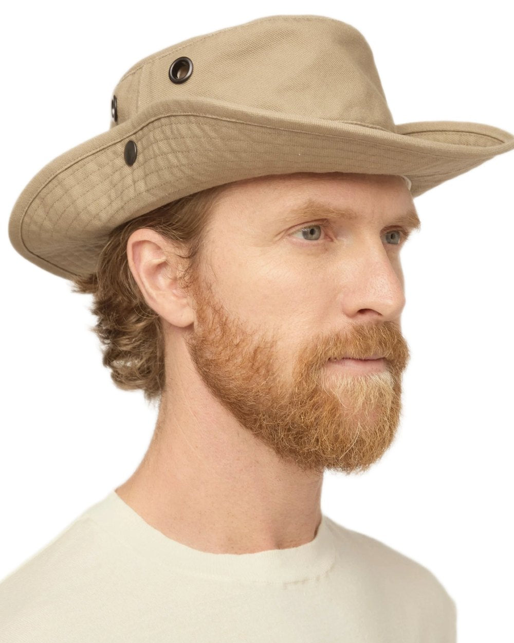 Greige coloured Tilley T3 Wanderer Hat on White background