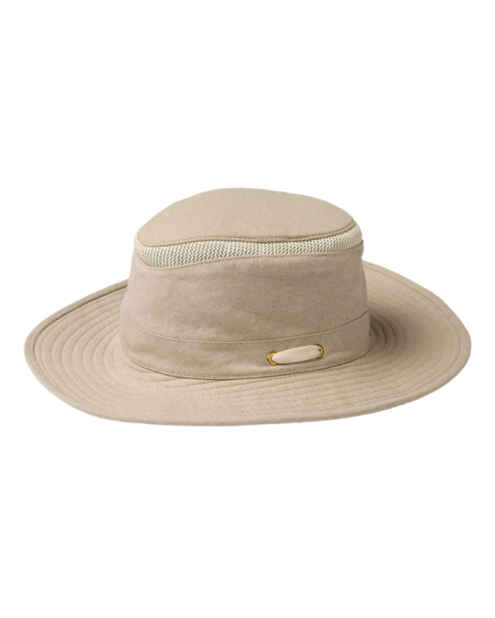 Sand Coloured Tilley TMH55 Organic Airflo Sun Hat on white background