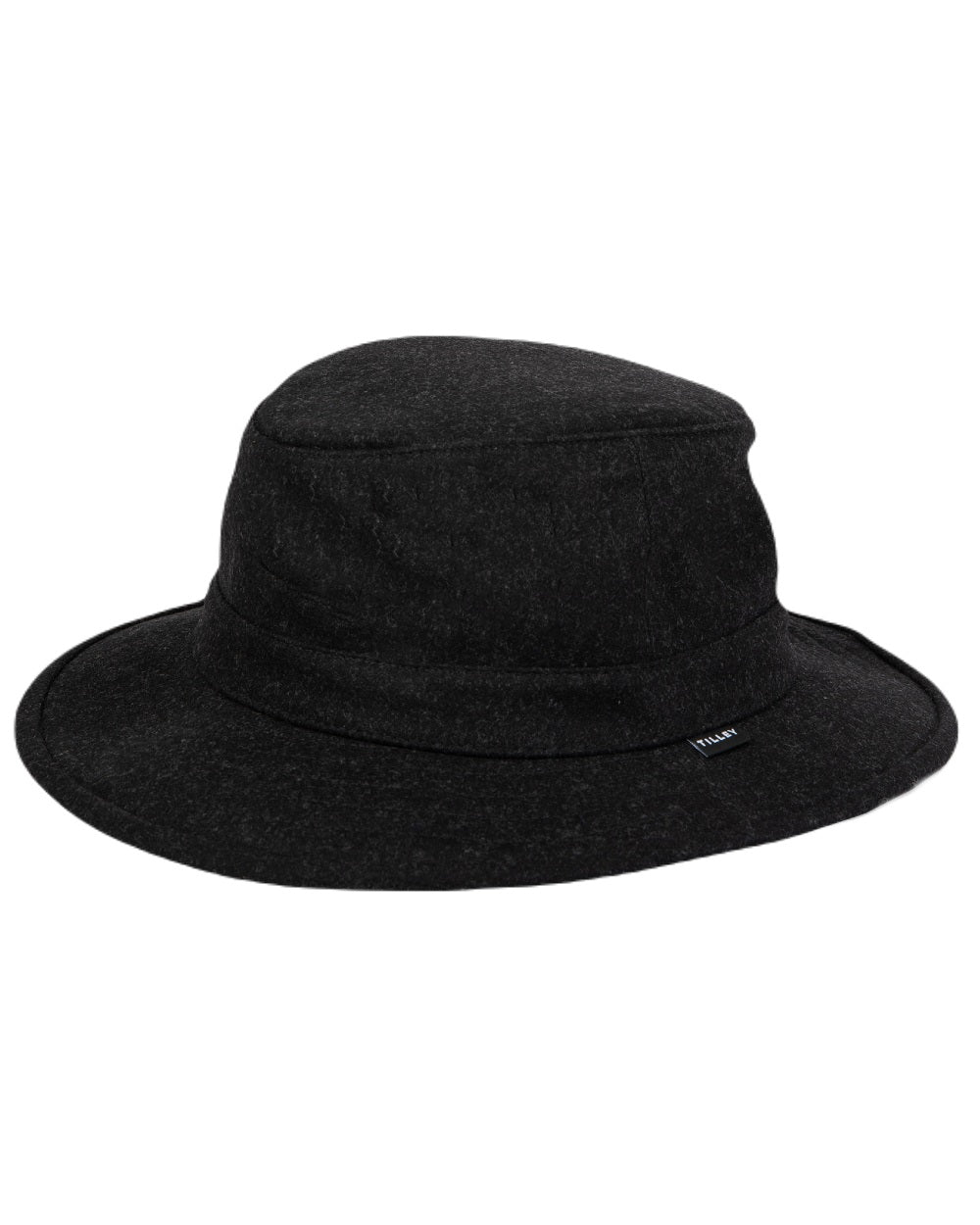 Black coloured Tilley TTW2 Tec Wool Bucket Hat on white background