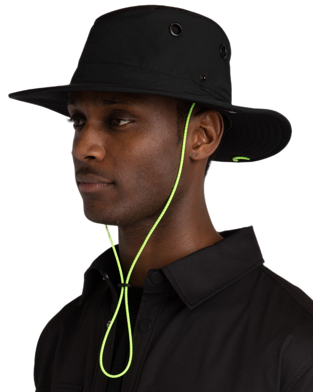 Black coloured Tilley TWS1 All Weather Hat on white background