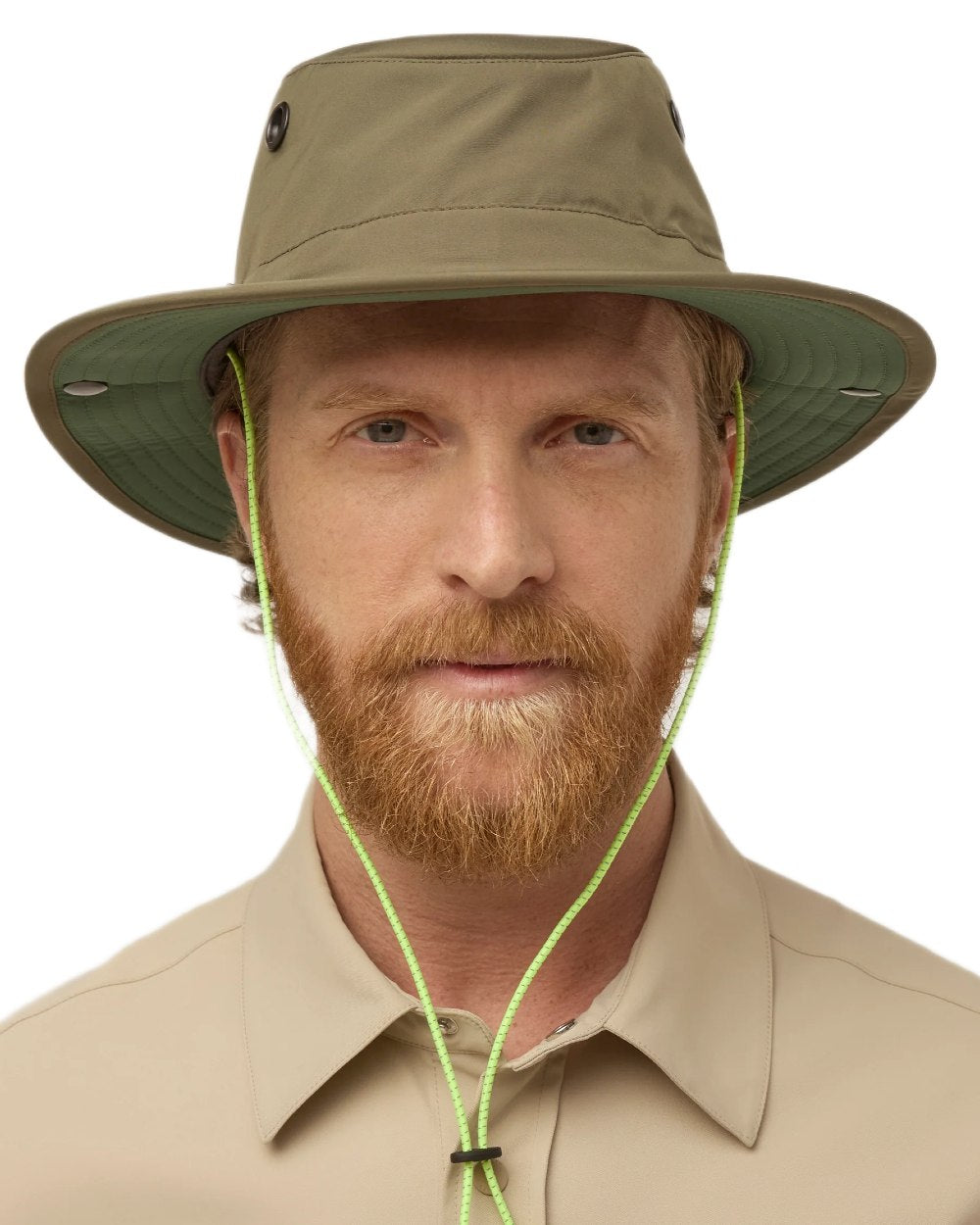 Olive Green coloured Tilley TWS1 All Weather Hat on white background