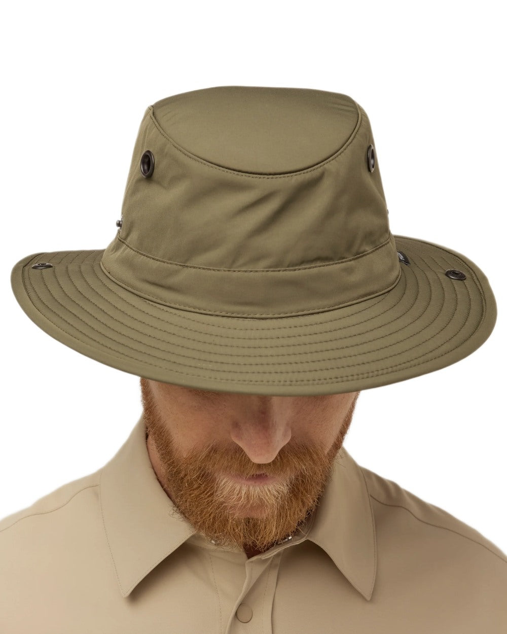 Olive Green coloured Tilley TWS1 All Weather Hat on white background