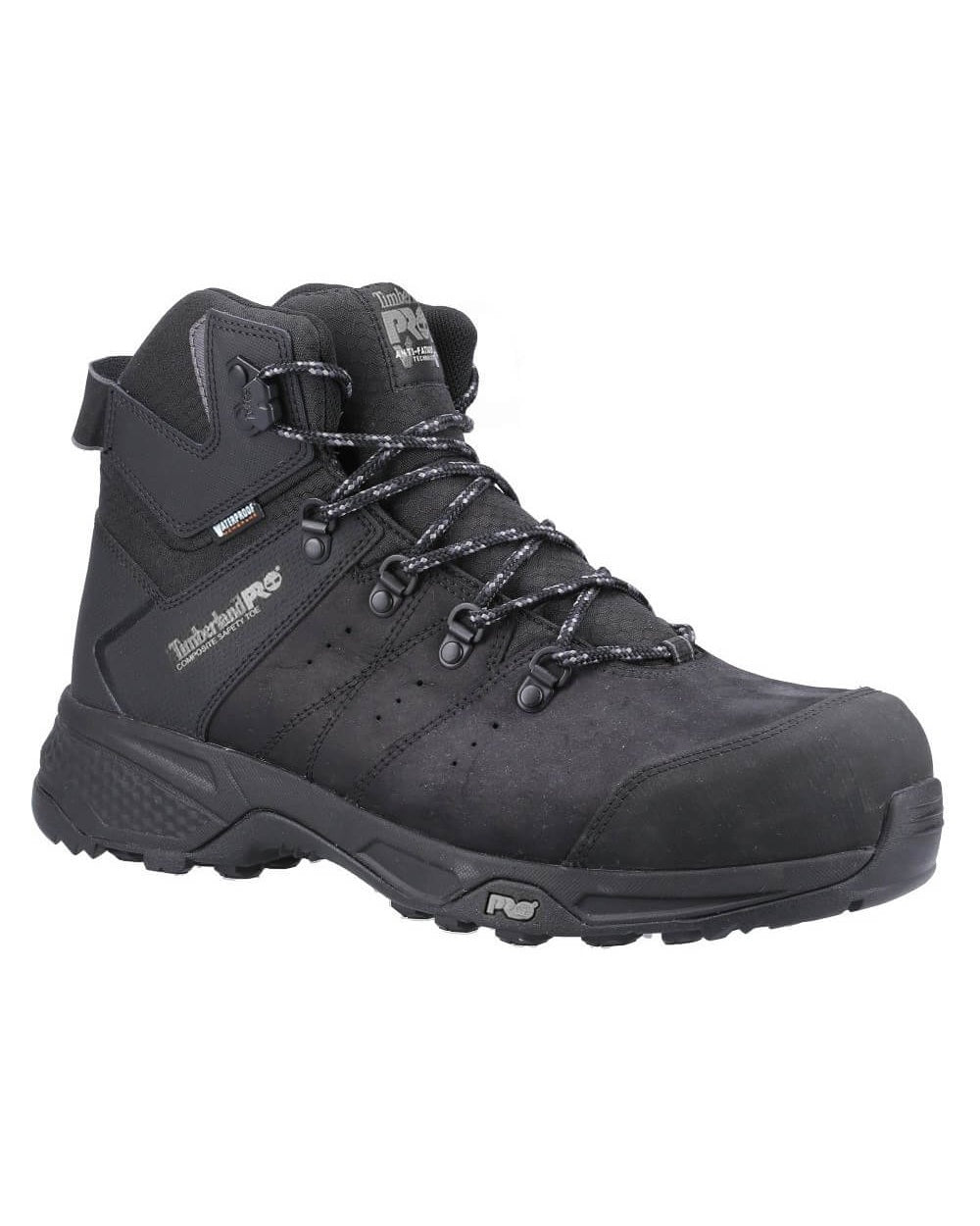Black coloured Timberland Pro Switchback Work Boots on white background