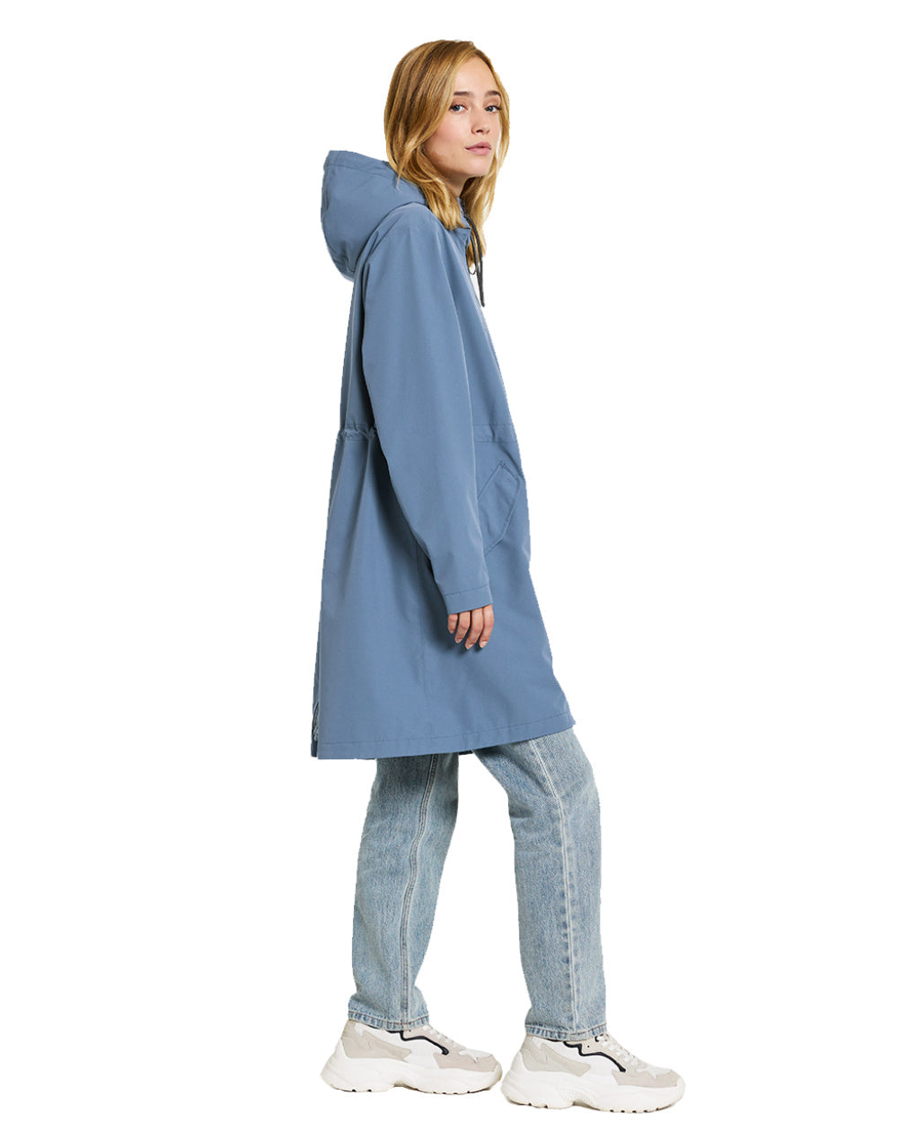 True Blue Coloured Didriksons Marta Womens Parka 3 On A White Background