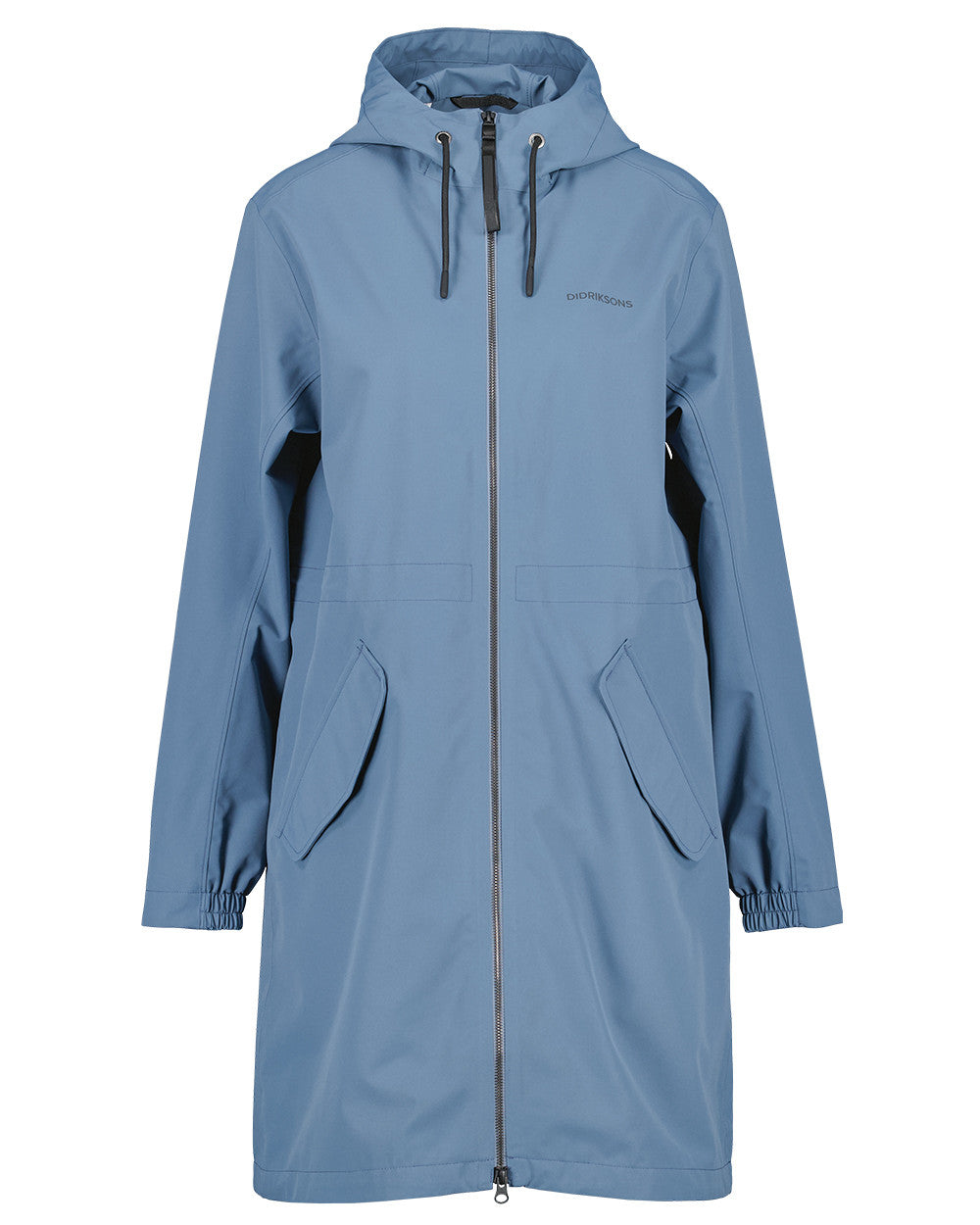True Blue Coloured Didriksons Marta Womens Parka 3 On A White Background