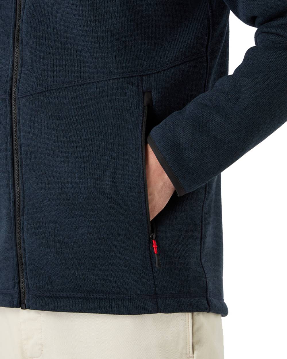 True Navy Marl Coloured Musto Mens Knitted Fleece On A White Background