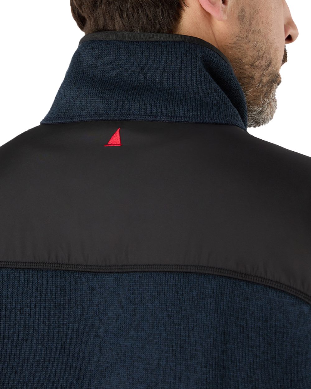 True Navy Marl Coloured Musto Mens Knitted Fleece On A White Background