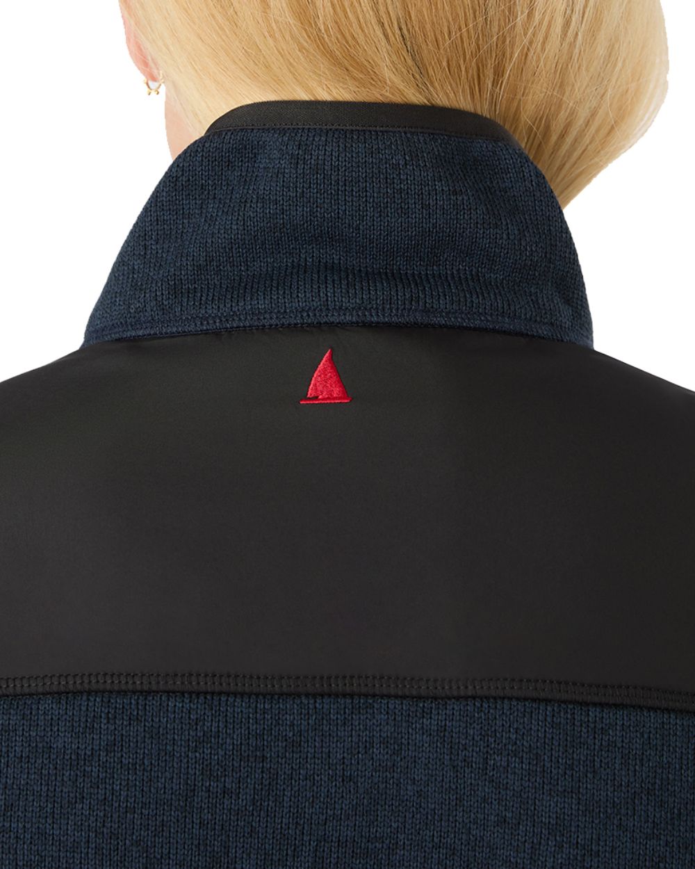 True Navy Marl Coloured Musto Womens Knitted Fleece On A White Background