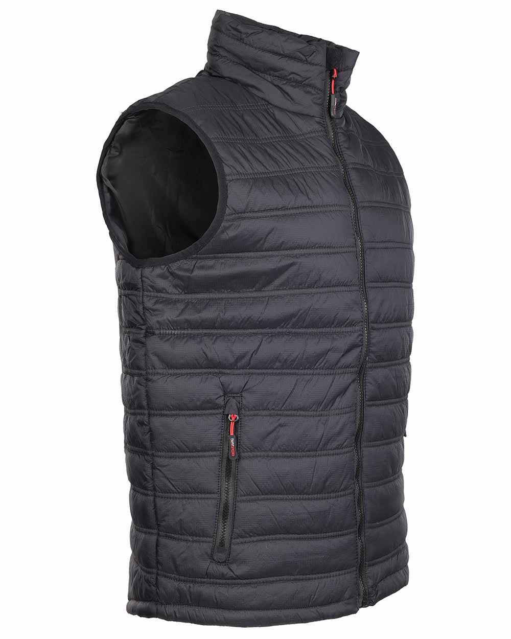 Side view showing arm holes TuffStuff Elite Quilted Bodywarmer in black