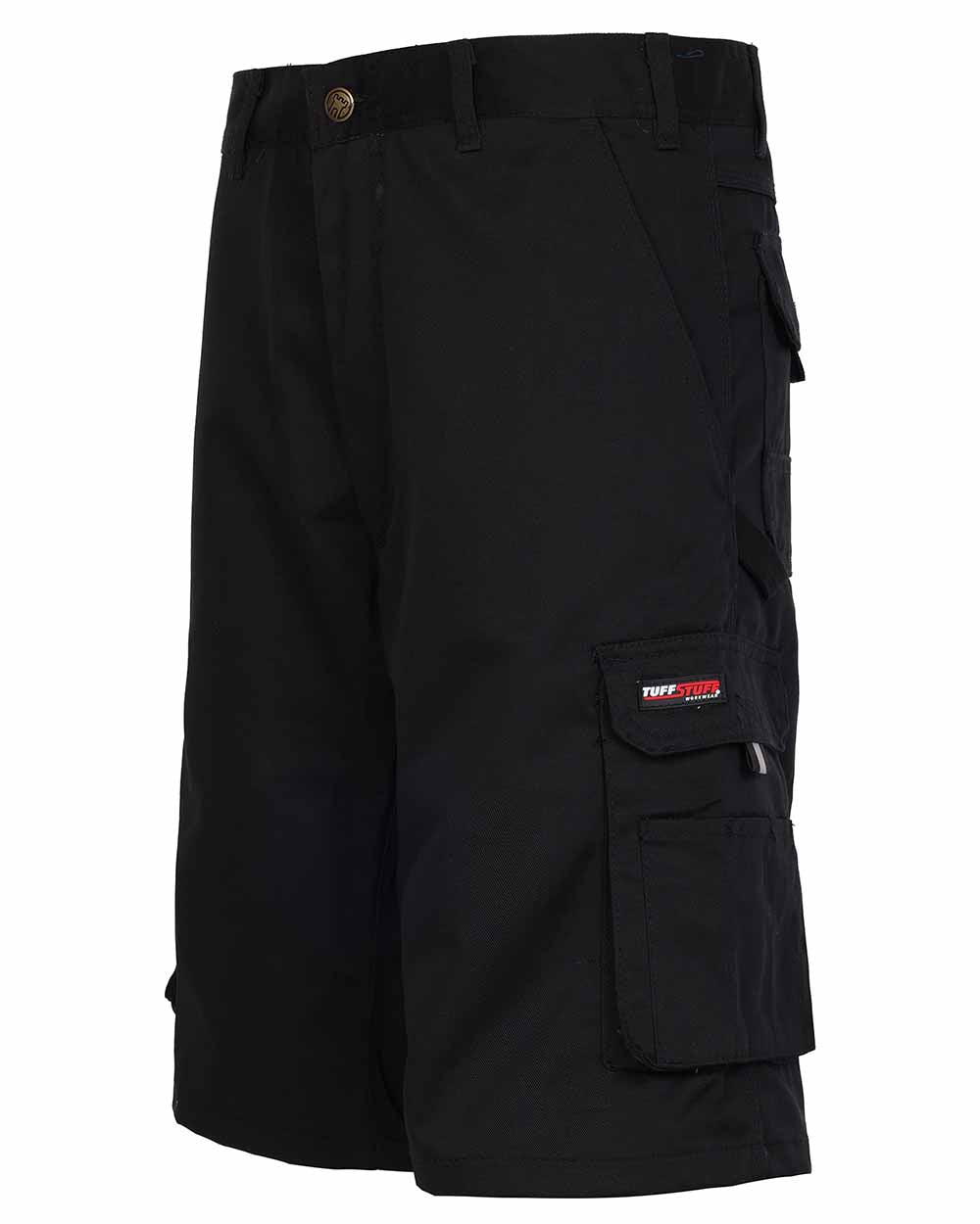 Black Coloured TuffStuff Pro Work Shorts On A White Background