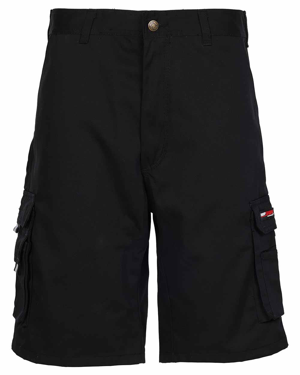 Black Coloured TuffStuff Pro Work Shorts On A White Background