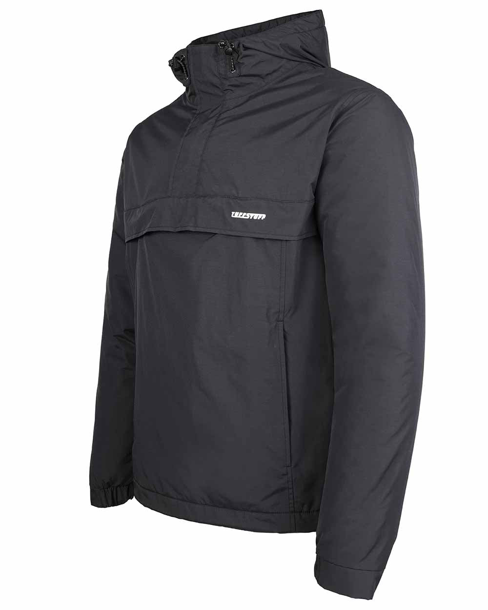 Black Coloured TuffStuff Sutherland Waterproof Windbreaker Smock On A White Background