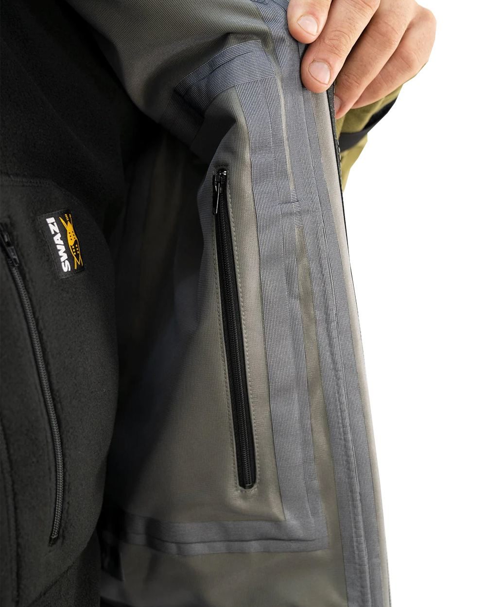 Tussock Green Coloured Swazi Wapiti Xp Jacket On A White Background