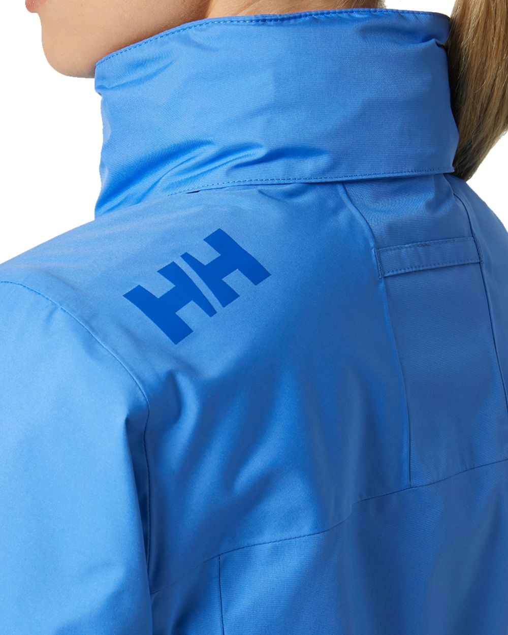 Ultra Blue Coloured Helly Hansen Womens Crew Hooded Midlayer Sailing Jacket 2.0 On A White Background 