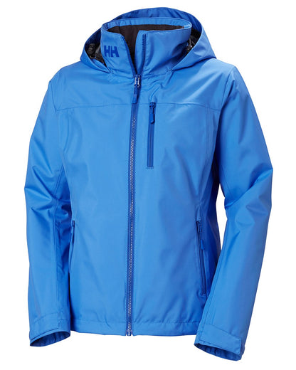 Ultra Blue Coloured Helly Hansen Womens Crew Hooded Midlayer Sailing Jacket 2.0 On A White Background 
