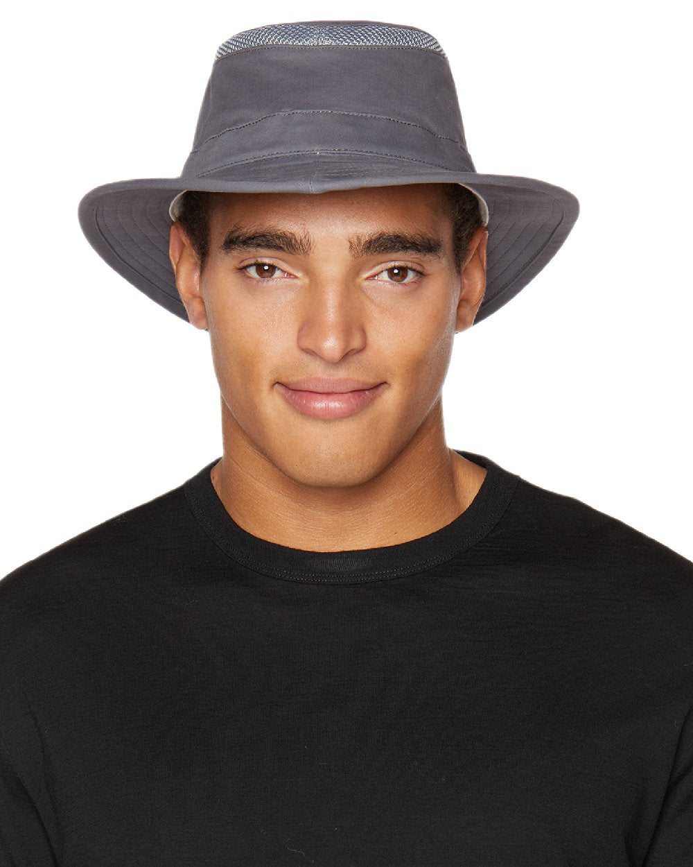 Grey Coloured Tilley Airflo Organic T5MO Cotton Hat on white background