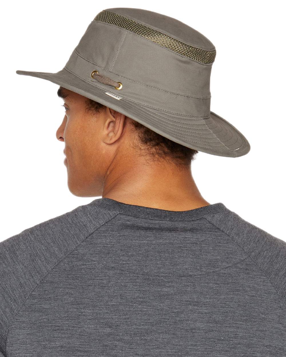 Olive Coloured Tilley Airflo Organic T5MO Cotton Hat on white background