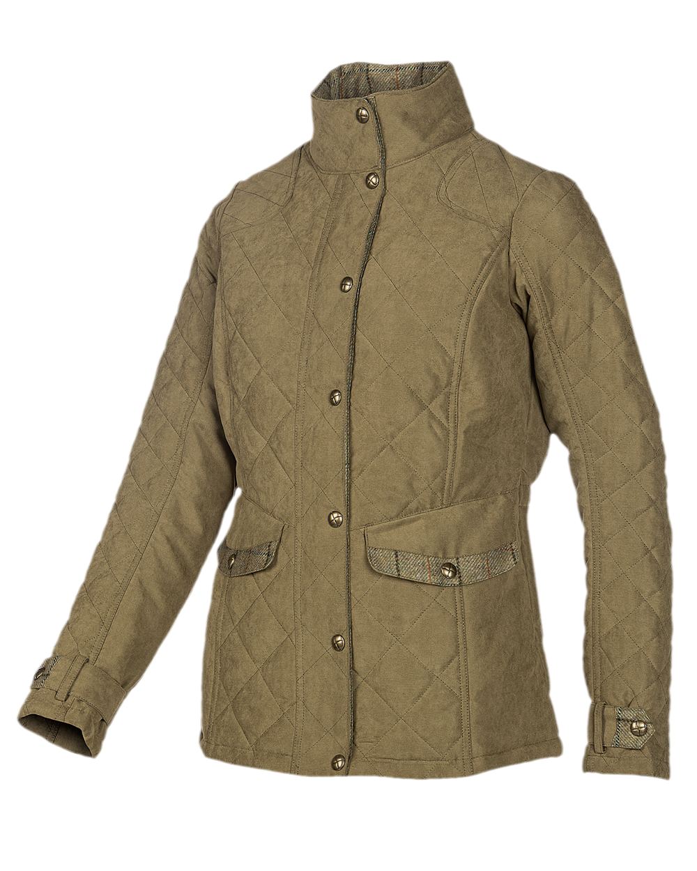 Light Khaki Coloured Baleno Halifax Ladies Quilted Jacket on white background