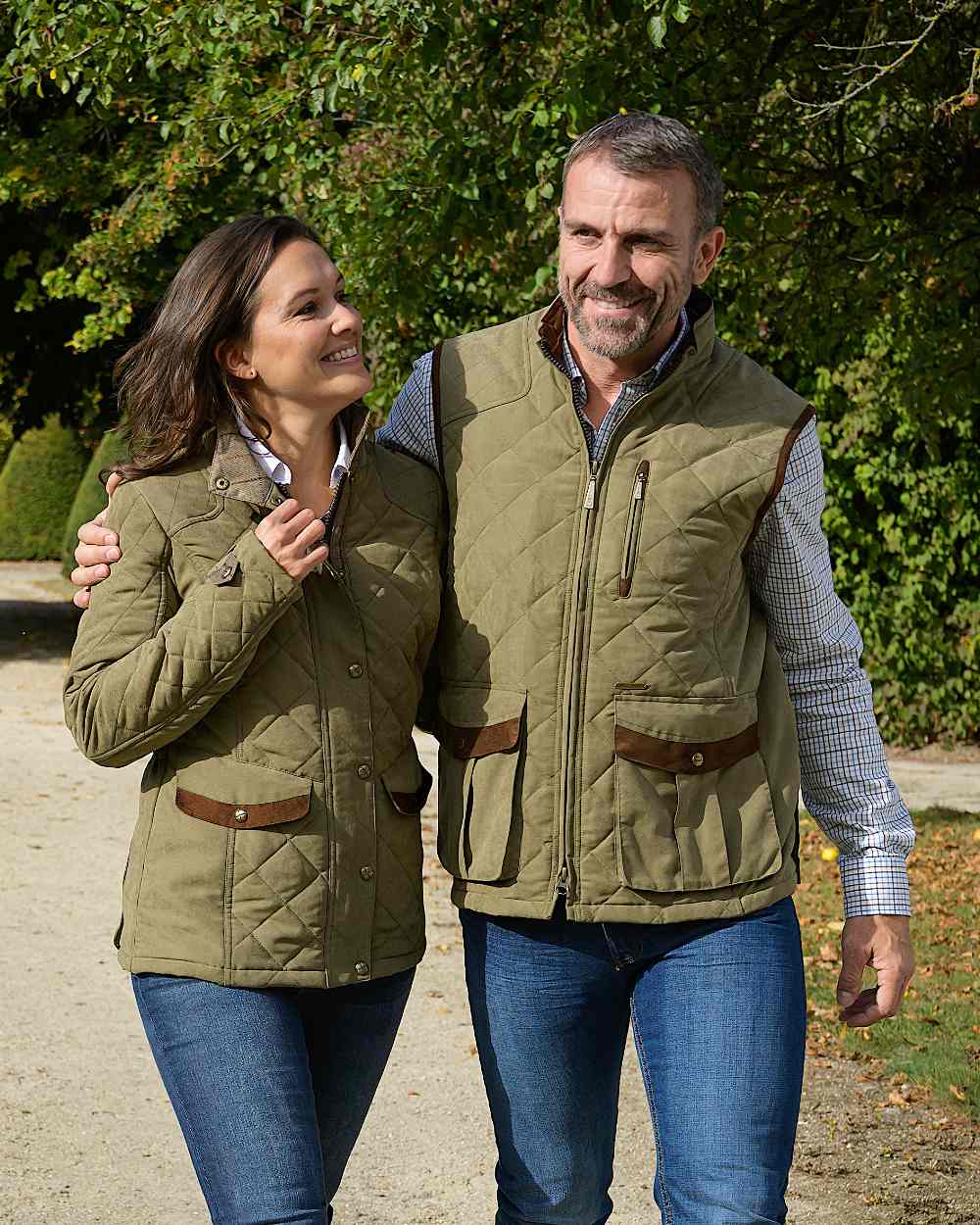 Light Khaki Coloured Baleno Halifax Ladies Quilted Jacket on nature background