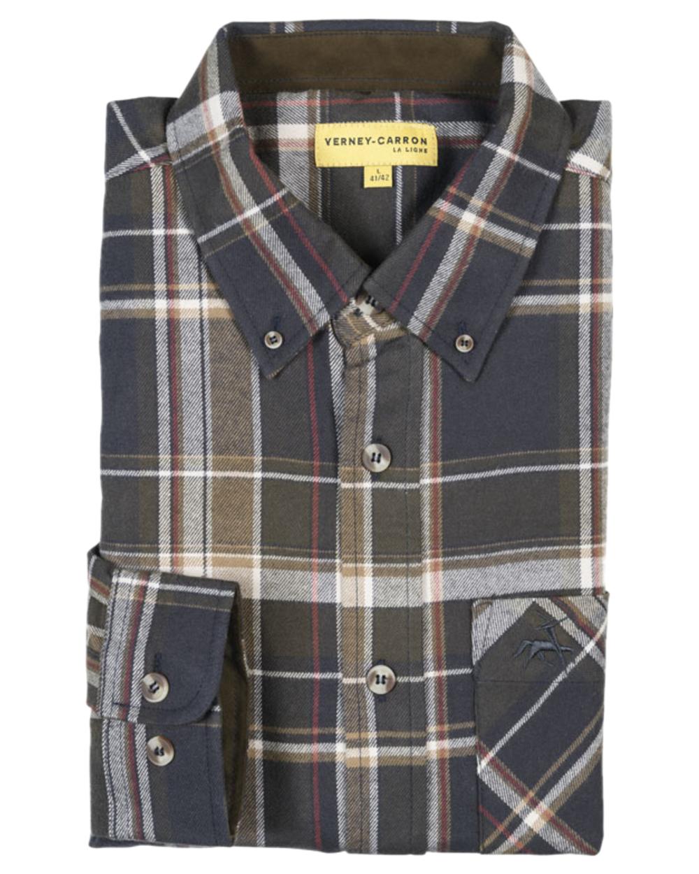 Navy Khaki Coloured Verney Carron Mens Springer Shirt on white background