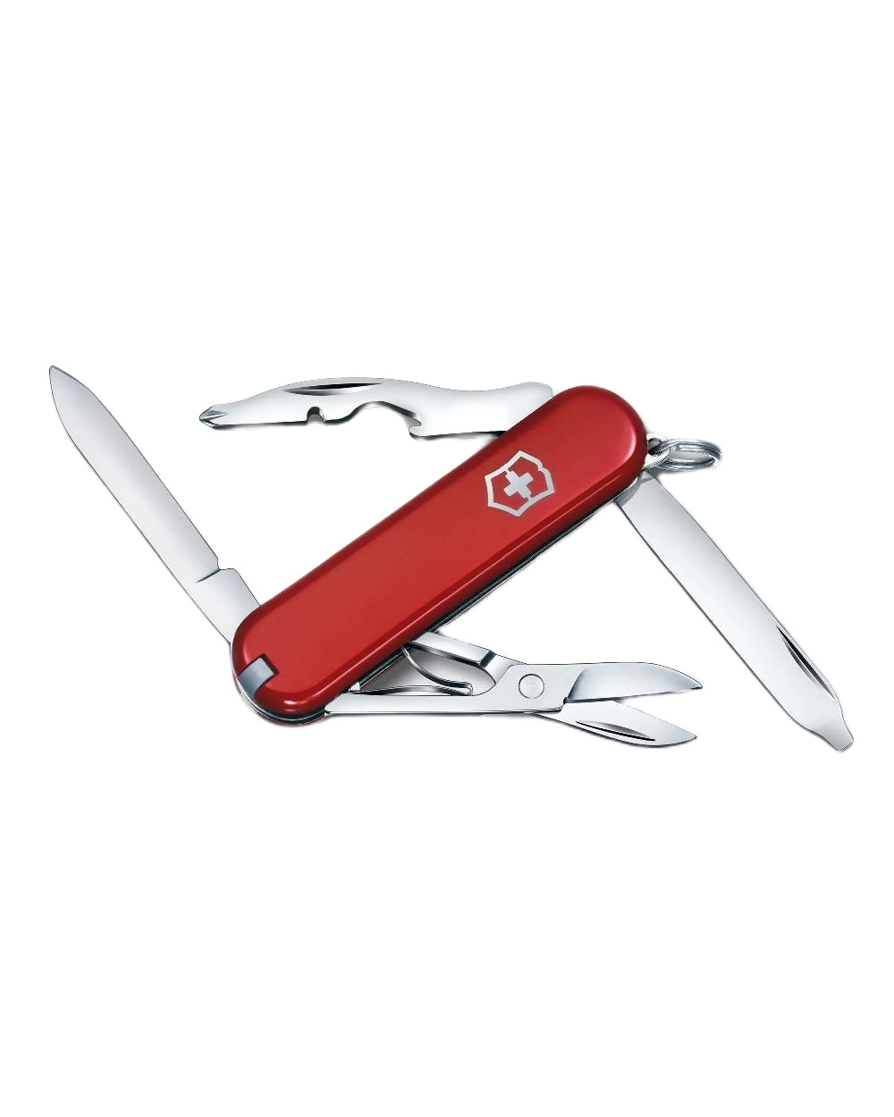 Red Coloured Victorinox Rambler Swiss Army Pocket Knife on white background