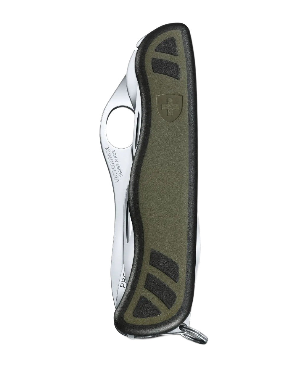 Green Coloured Victorinox Swiss Soldiers 08 Pocket Knife on white background