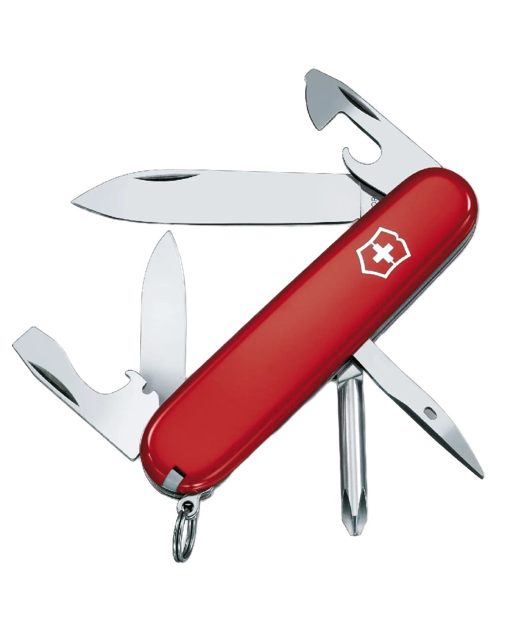 Red Coloured Victorinox Tinker Swiss Army Pocket Knife on white background