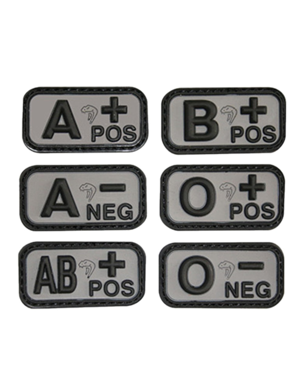 Black Coloured Viper Blood Group Rubber Patch on white background
