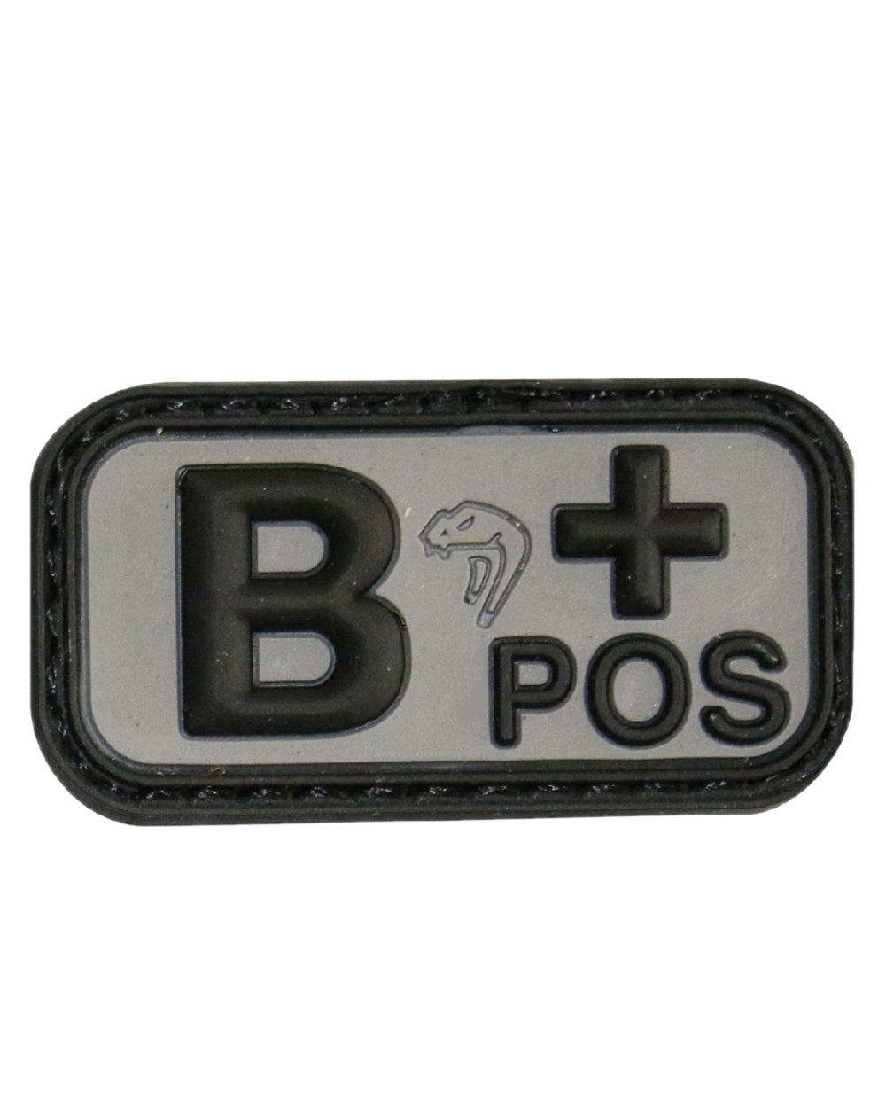 Black Coloured Viper Blood Group Rubber Patch on white background