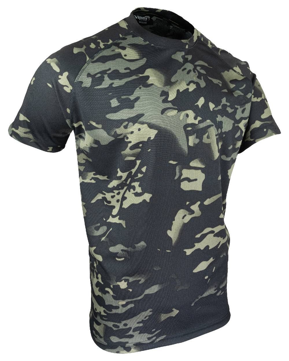 VCAM Black Coloured Viper Mesh-Tech T-Shirt on white background