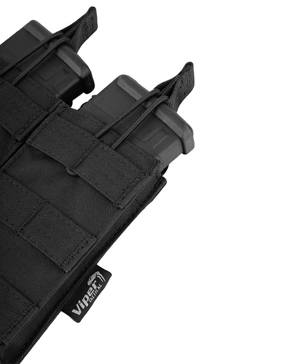 Black Coloured Viper Quick Release Double Mag Pouch on white background
