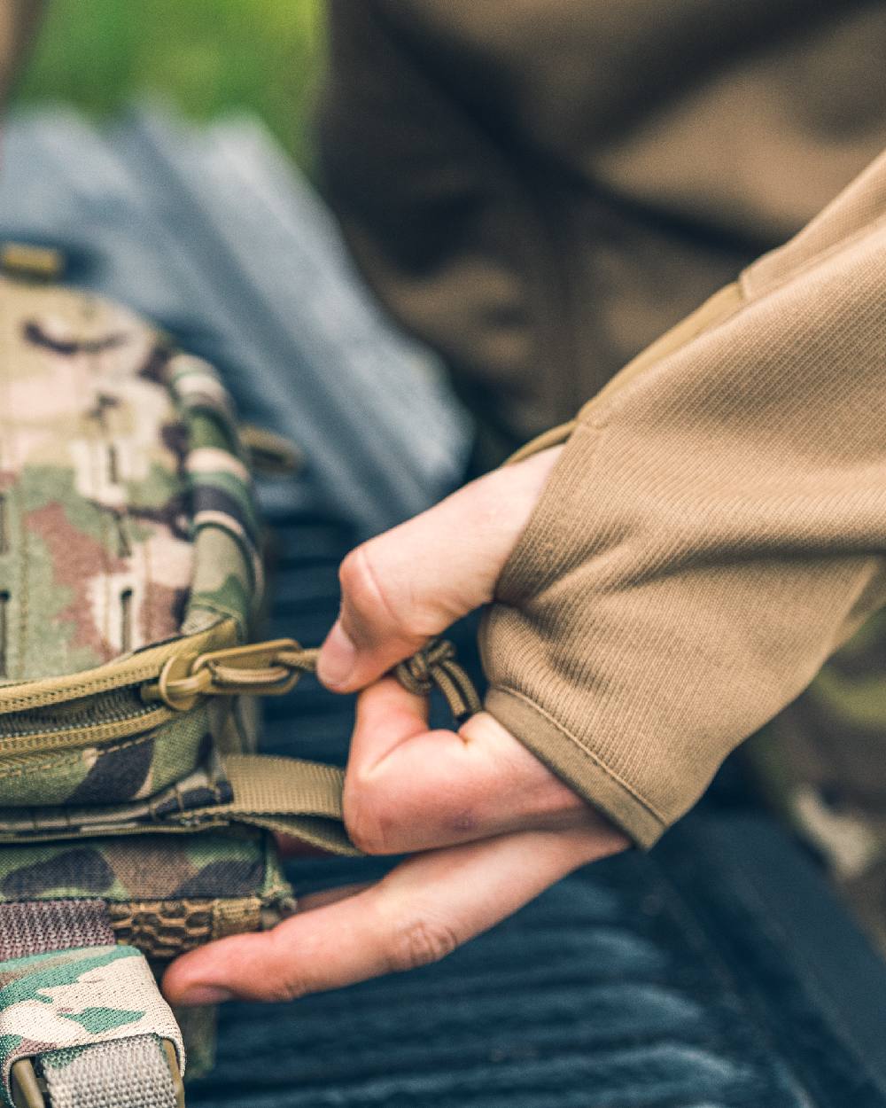 Coyote coloured Viper Storm Hoodie on blurry background