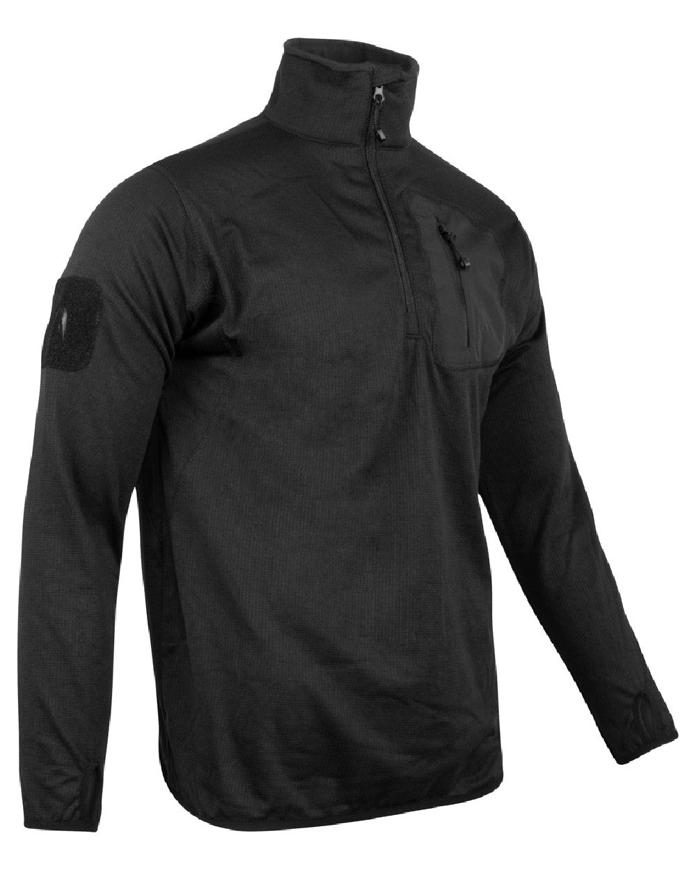 Black Coloured Viper Technical Mid Layer Fleece Top on white background