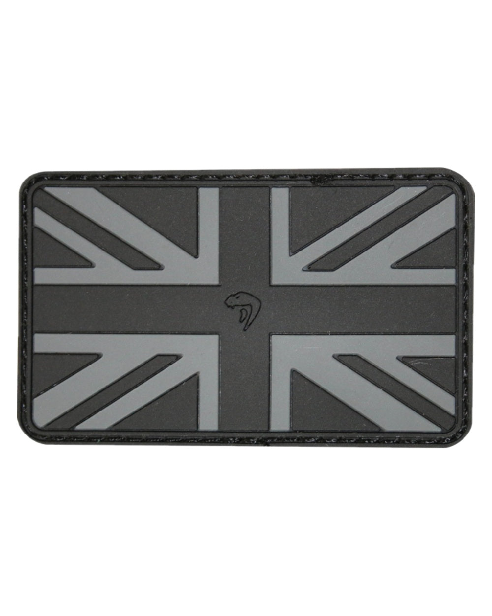 Black Coloured Viper Union Flag Rubber Patches on white background