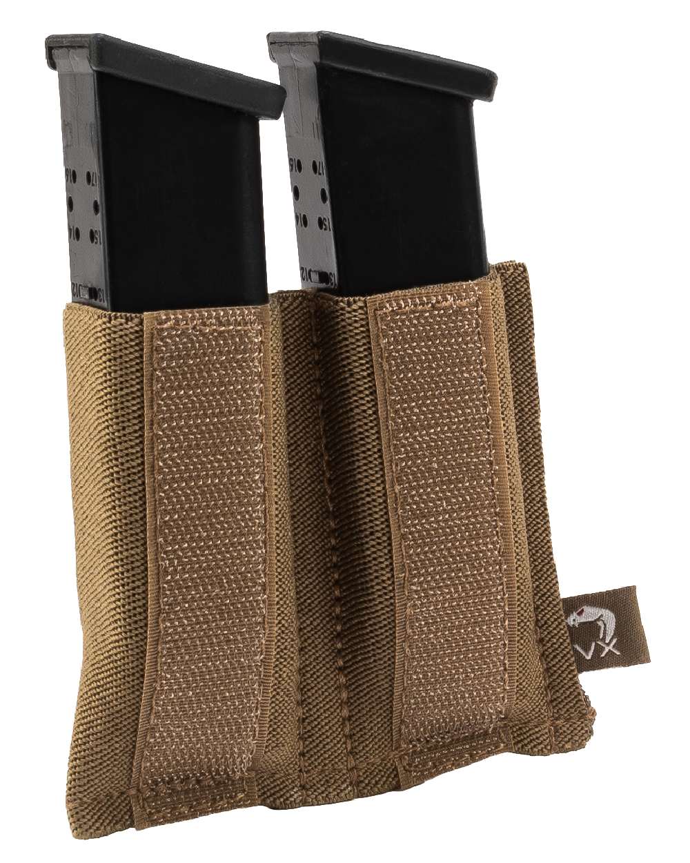 Dark Coyote Coloured Viper VX Double Pistol Mag Sleeve on white background
