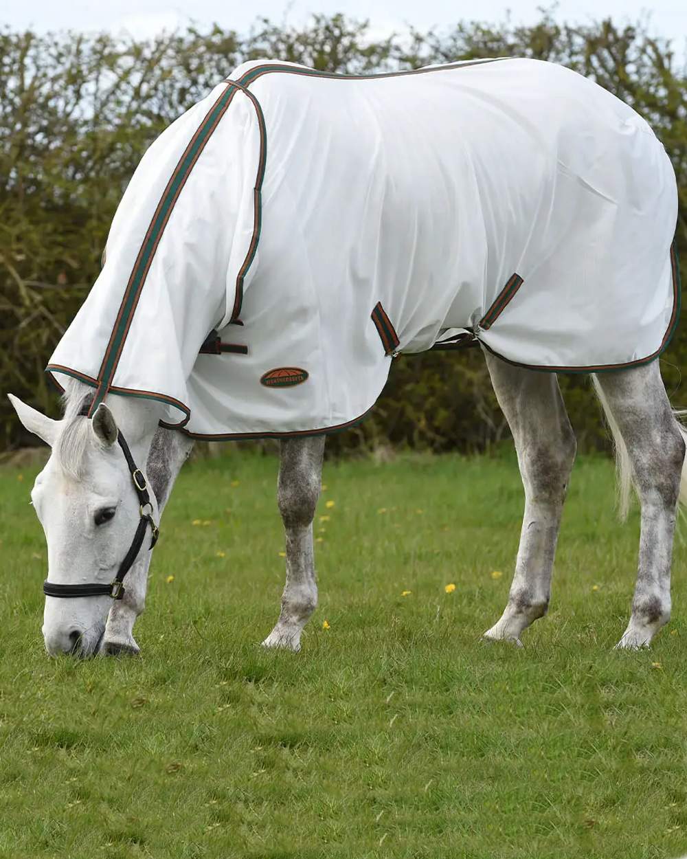 White Green Burnt Orange coloured WeatherBeeta ComFiTec Tyro Mesh Combo Neck on field background