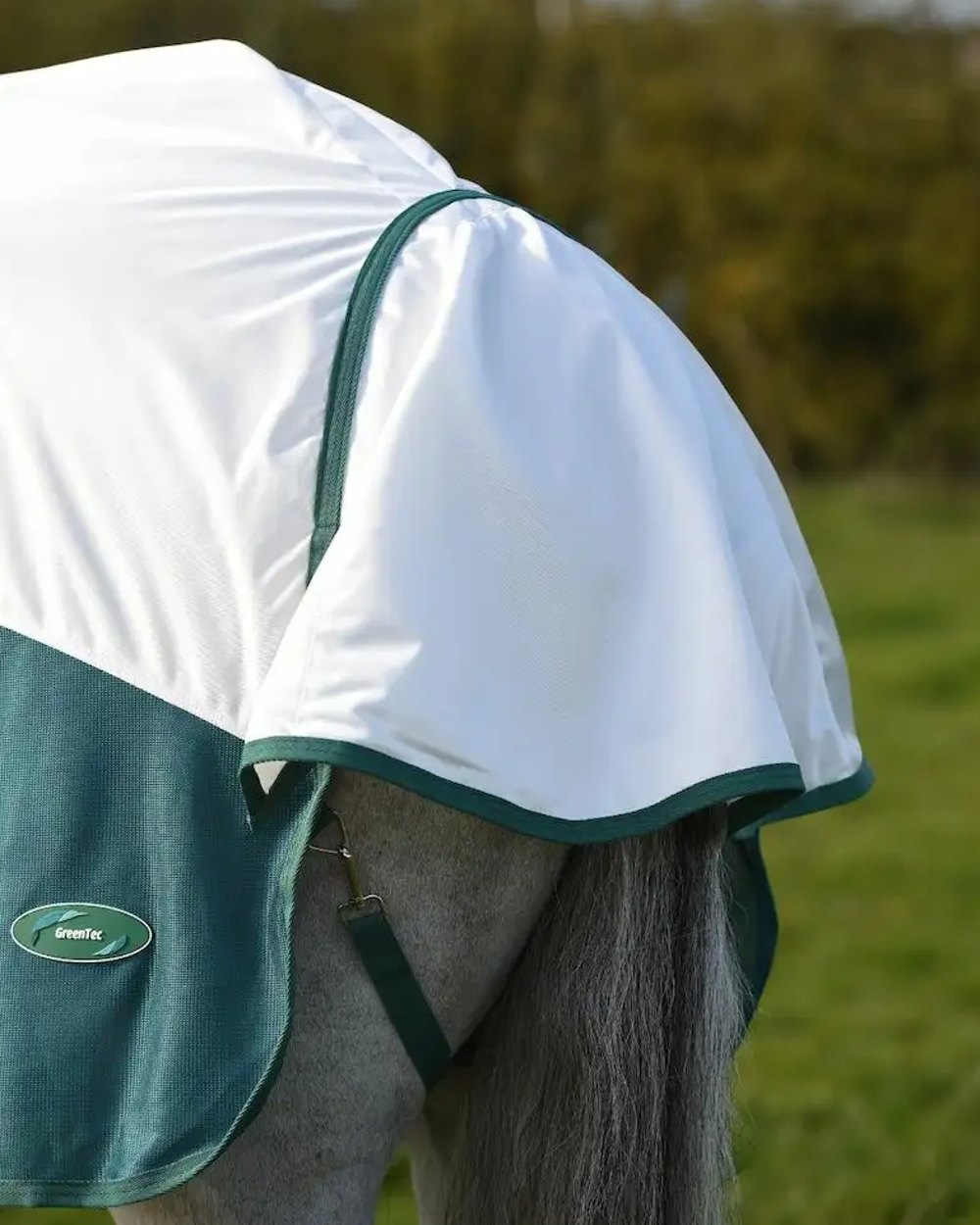 White Dragonfly Blue coloured WeatherBeeta Green-Tec Airflow Mesh Combo Neck on field background
