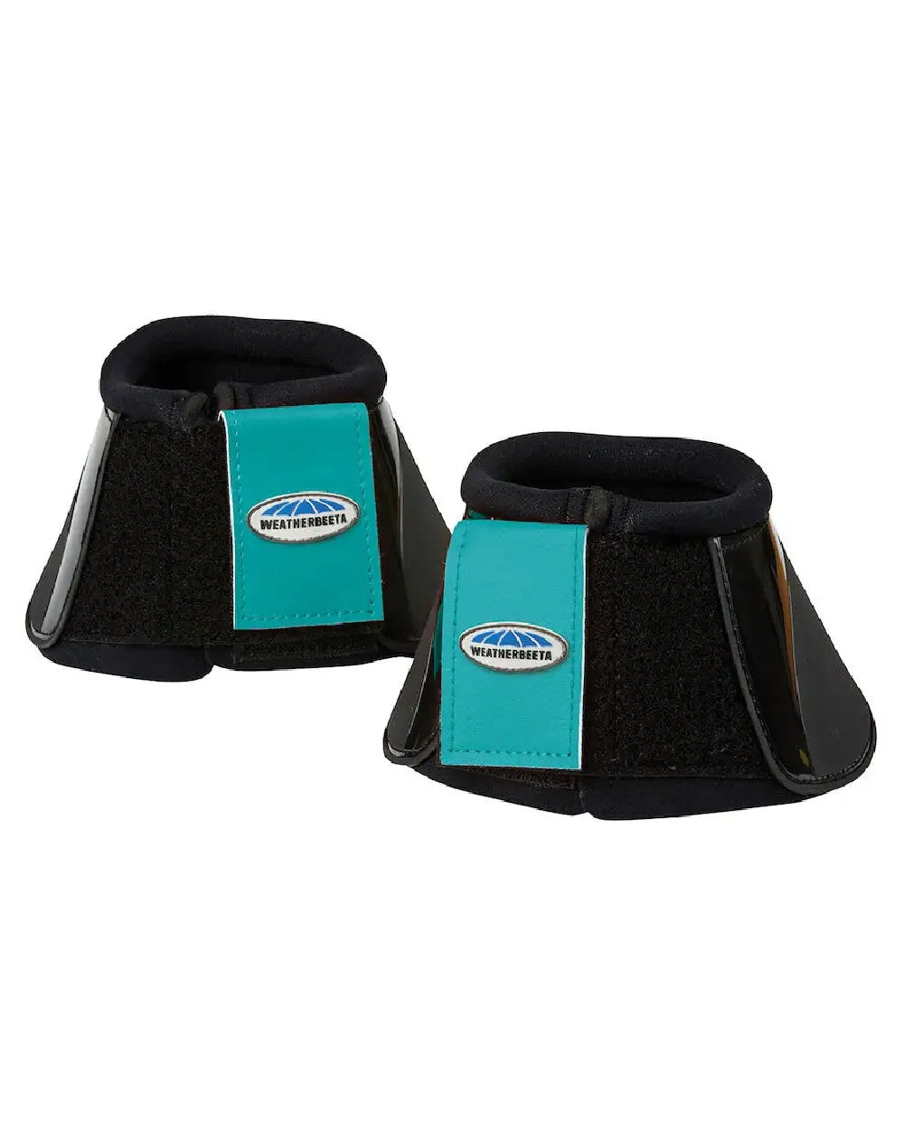 Black Turquoise coloured WeatherBeeta Impact Bell Boots on white background