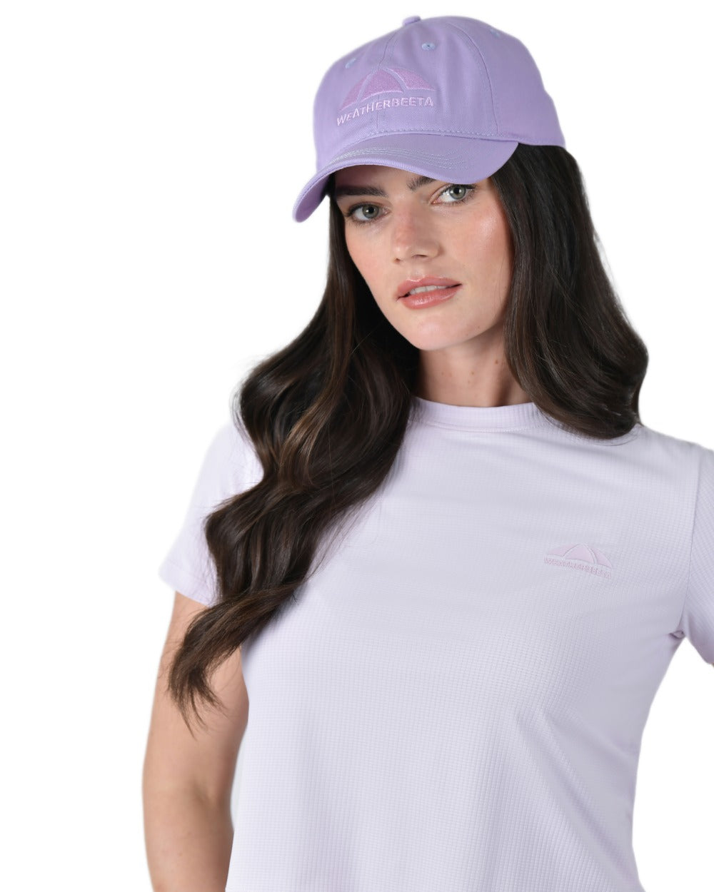 Lavender Mist coloured WeatherBeeta Performance Cotton Cap on white background