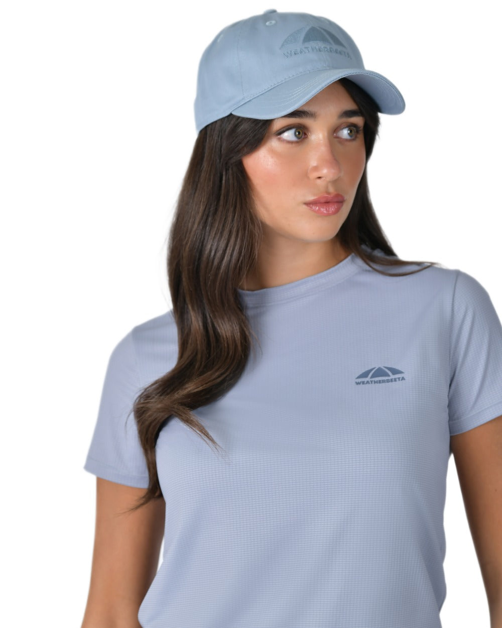 Mist Blue coloured WeatherBeeta Performance Cotton Cap on white background