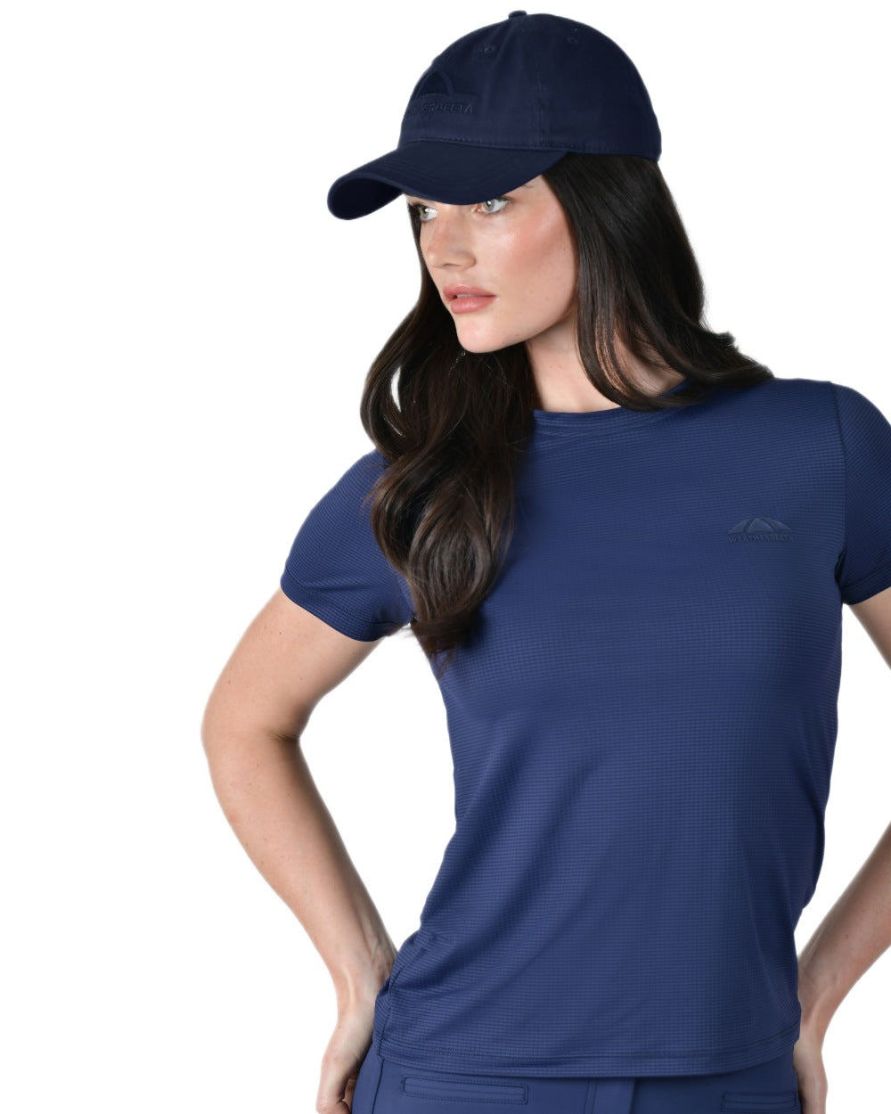 Navy coloured WeatherBeeta Performance Cotton Cap on white background